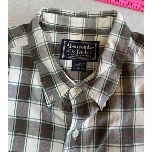 Abercrombie‎ & Fitch Muscle Shirt Mens L Plaid Button-Down Long Sleeve - Picture 7 of 10